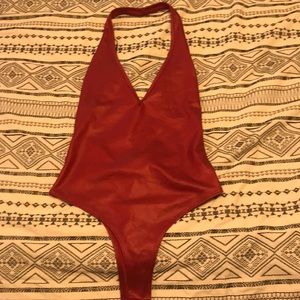 Red Pleather Bodysuit NWT